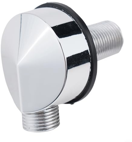 Raccordo a gomito per tubo doccia, finitura cromata, piastra da parete rotonda da 56 mm di larghezza, raccordo standard in PVC da 1/2, compatibile con valvole doccia nascoste, teste e tubi flessibili