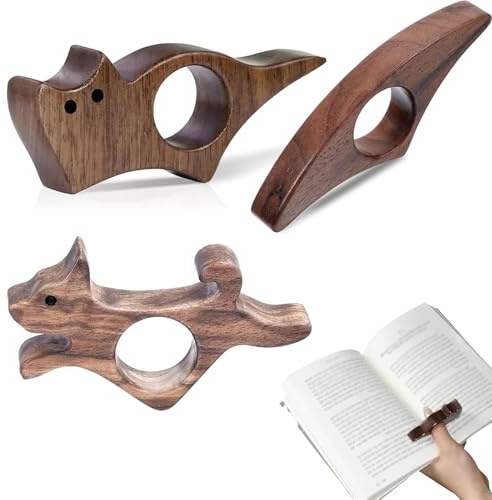 Buchseitenhalter Daumen, Geschenke für Leseratten, 3 Stück Buchseitenhalter Holz, Geschenke für Buchliebhaber, Lesen Zubehör für Buchliebhaber und Leseratten