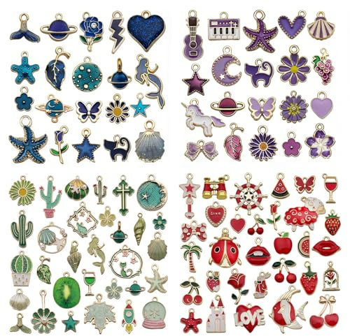 CasaMoments Charms Anhänger Set,Bunte Emaille Mini Charms für Armbänder | Schmuck Anhänger Set für DIY Armband & Halskette,Schmuck Selber Machen Set,Schlüsselanhänger zum Basteln,DIY Bracelet Charms