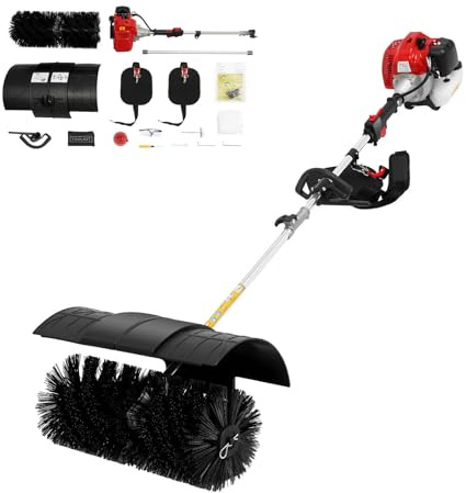 Deinungen 2.3 PS 2-Takt Motorbesen Benzin Kehrmaschine,52 cm Kehrbreite | 52cc Handkehrmaschine mit Tragegurt,Walk-Behind Outdoor Hand Push Bodenkehrer