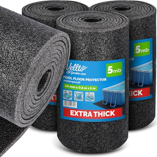 Vellto Poolmatte 10 mm 15 m Poolunterlage Unterlage Matte Bodenschutz Bodenschutzmatte Untergrund Schutz Wasserfest Wiederverwendbar Dicke Schaum
