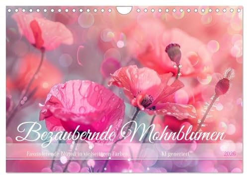 Bezaubernde Mohnblumen (Wandkalender 2026 DIN A4 quer), CALVENDO Monatskalender: Ein farbenprächtiger Jahresbegleitung mit faszinierenden Mohnblumen - KI generiert (CALVENDO Natur)