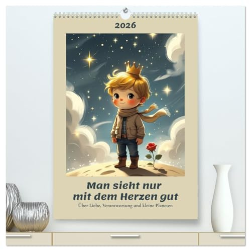 Man sieht nur mit dem Herzen gut – Über Liebe, Verantwortung und kleine Planeten (hochwertiger Premium Wandkalender 2026 DIN A2 hoch), Kunstdruck in Hochglanz