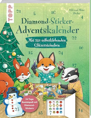 Diamond-Sticker-Adventskalender: 24 Tage Kreativspaß mit Diamond-Stickern. Mit über 350 selbstklebende Glitzersteinchen (Diamond Painting)