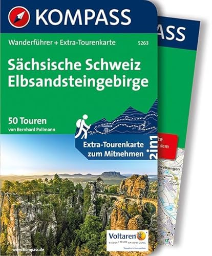 Sächsische Schweiz, Elbsandsteingebirge: Wanderführer mit Extra-Tourenkarte 1:35.000, 50 Touren, GPX-Daten zum Download (KOMPASS Wanderführer, Band 5263)