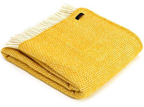 Tweedmill Knie Teppich - Überwurf Decke 100% Schurwolle – British Made - BEEHIVE GELB