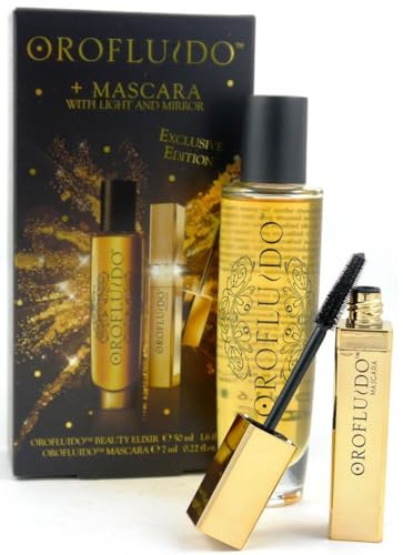 REVLON PROFESSIONAL Orofluido Elixir 50 ml + Wasserabweisende Mascara - Schwarz, Nährend und Langanhaltend, Voller Deckkraft