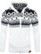 Reslad Herren Grobstrick Norweger Winter Strickjacke mit Kapuze RS-3104 Weiß M