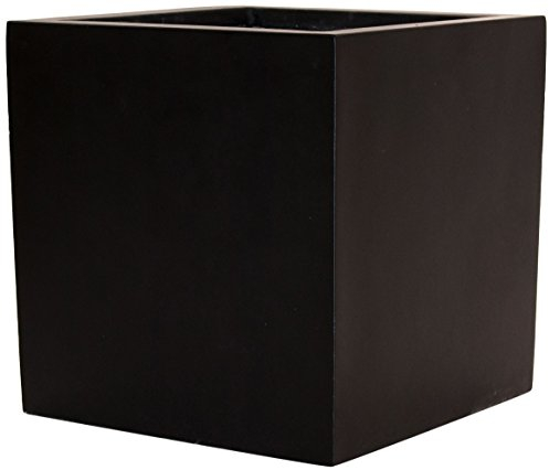 Pflanzkübel, Blumenkübel Fiberglas quadratisch 70x70x70cm elegant schwarz-matt.