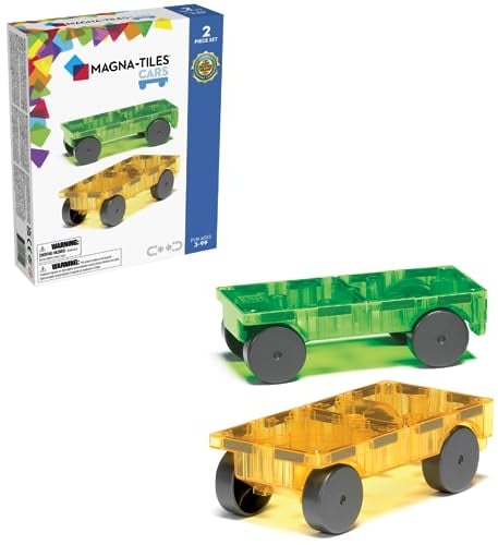 Magna-Tiles Cars 2 Piece Expansion Set Age 3+ -For Ages 3+, 3D magnetic building tiles (Packaging may vary)
