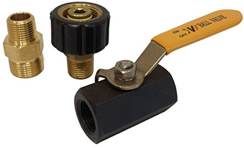 Ultimate Washer UW16-PW7B62 Power Washer Ball Valve Kit with Male and Female M22 Metric Threads, 2400PSI for High Pressure Hoses