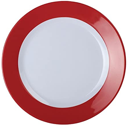 Kristallon Gala Melamine Plate Red Rim - 260mm 10 1/4 (Box 6)