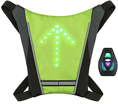 Lixada Gilet Indicatori di Direzione a LED, Gilet LED con Bande Catarifrangenti Ricaricabile USB, Telecomando Giubbotto Riflettente Regolabile per Ciclismo, Fare Correre, Gli Stili Sono Opzionali