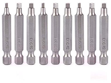 Gasea 3 Sets 2 Magnetic Square Head Screwdriver Bits 1/4 Hex Shank Square Drive Bit Set, SQ1 SQ2 SQ3, S2 Steel