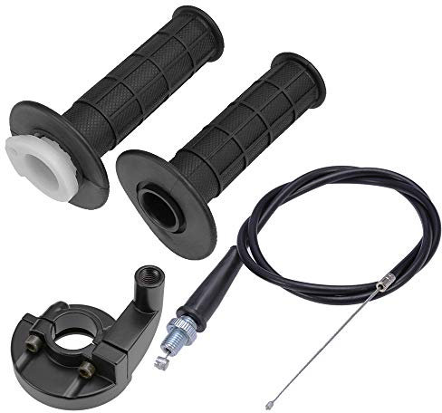 Throttle Twist Grip Set with 7/8 Handlebar Throttle Cable 39-inch Replacement for Kawasaki KX 60 65 80 85 100 125 250 KLX110