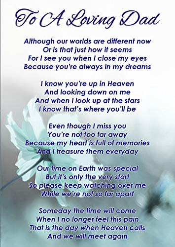 to A Loving Dad Memorial Graveside Funeral Poem Keepsake Card Includes Free Ground Stake F336