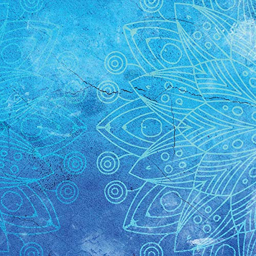 Forwall Fototapete Vlies Tapete Wanddeko Mandala Orient - Ornament Blau Moderne Wanddekoration Wandtapete Vliestapete 13507VEM 104cm x 70,5cm Schlafzimmer Wohnzimmer