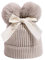 Amosfun Kids Pom Pom Beanie Hat with Bow Winter Cap for Child Baby Boy Girl Outdoor Ski Warm Knitting Hat (Beige)