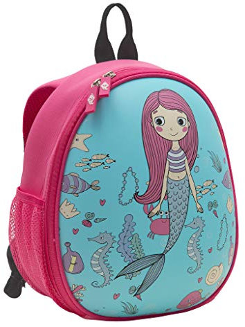 WEDO 2433310 Kinder-Rucksack Meerjungfrau, stabile Frontseite, 2 Netztaschen außen, mehrere Netztaschen innen, gepolsterte Tragegurte, sehr leicht, leicht zu reinigen