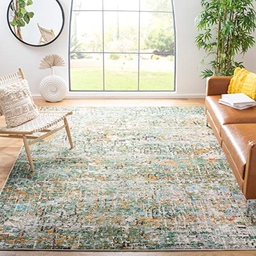 Safavieh Tapis Contemporain pour Salon, Salle à Manger, Chambre à Coucher - Madison Collection, Tapis à Poil Court, Vert et Turquoise, 200 x 200 cm