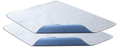 Bedecor 2X Empapadores Cama Adultos Lavables, Reutilizables Empapadores Bebe Super Absorbente, para Incontinencia, Niños, Adultos Mayores - 86 x 132cm (Azul)
