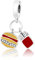 Charm Anhänger,Fit Original Charm Armband 925 Sterling Silber Burger & Pommes Dangle Charm Rot Golden & Gelb Emaille Perlen Diy Schmuck