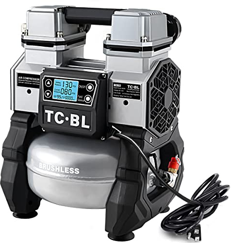 TC·BL Compressore d'aria portatile, piccolo compressore d'aria silenzioso da 110 V, leggero e senza olio, con serbatoio in alluminio da 5 litri