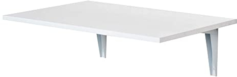 HOMCOM Tavolino a Muro Pieghevole Salvaspazio in MDF e Telaio in Metallo, per Cucina Salotto, Bianco, 60x40x20cm
