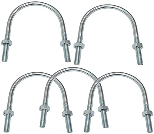 AERZETIX - C48543 - Lot de 5 Boulons en U et 10 écrous M10-125x92mm - en acier au carbone zingué - pour tuyauterie