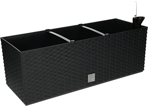 KOTARBAU® Vaso da Fiori 50x20x20cm con Sistema di Irrigazione Antracite da Balcone Oblungo per la Cura delle Piante Piantate