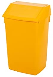 Addis 60 Litre Medical Clinical Recycling Commercial Utility Waste Trash bin with Swing Flip top Lid, All Yellow Colour, 519033AMP