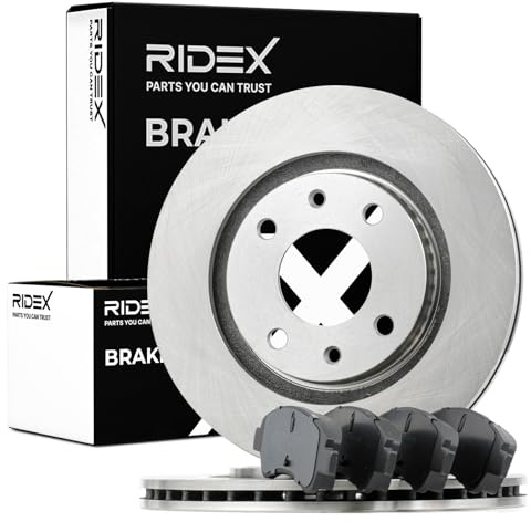 RIDEX 3405B1144 Juego para eje Kit de discos de freno y pastillas Delantero sin tornillos Compatible con PEUGEOT 206 Fastback 2A/C