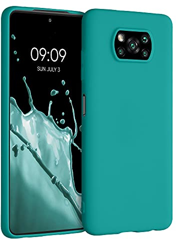 kwmobile Funda para Xiaomi Poco X3 NFC/Poco X3 Pro Carcasa - Ultrafina de TPU y Silicona con Bordes elevados anticaídas - petróleo Mate