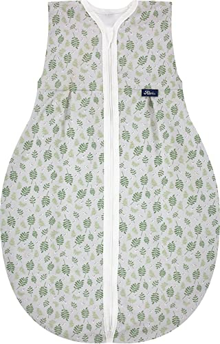 Alvi Kugelschalfsack Baby Sommerschlafsack Bio Baumwolle Organic (90, Drifting leaves)