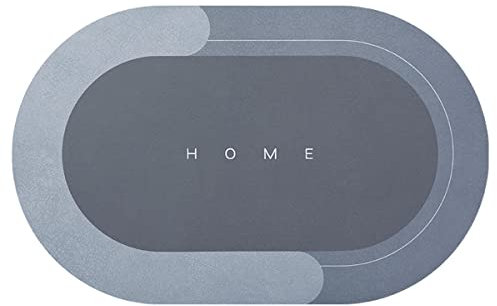 Happy Go-Mart Non-Slip Bath Mat, Highly Absorbent Bathroom Mat,Anti Mould Bath Mats,Machine Washable Shower Mat,Diatom Mud Door Mat Living Room Carpet Oval (blue)