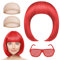 AOMIG Bob Perücke Damen, Kurze Perücke mit Pony, Synthetische Neon Perücke Frauen Bob Wig mit Neonbrille und haarnetz für Halloween Cosplay Party Karneval Fasching(Rot)