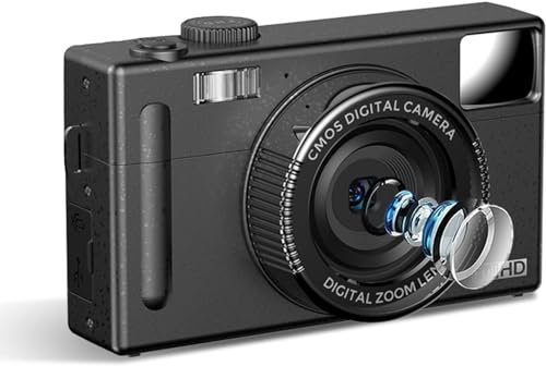 Andoer 1080P Compact Digital Camera Video Camcorder 48MP 3.0 Inch TFT Auto Focus 16X Digital Zoom Anti-shake Face Detect Smile Capture Beauty Face Selfie Mirror for Kids Teens Friends