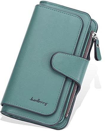 AIFILLE Damen-Geldbörsen Groß Clutch Grün, Elegant PU Leder Lange Geldbörse Große Kapazität Portemonnaie Damen Viele Fächer mit 24 Kartenfächer Kartenetui Geldbeutel Frauen Handytasche Portmonee Damen