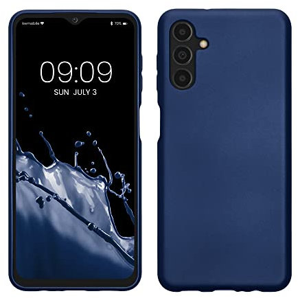 kwmobile Case kompatibel mit Samsung Galaxy A04s Hülle - Schutzhülle aus Silikon metallisch schimmernd - Handyhülle Metallic Blau