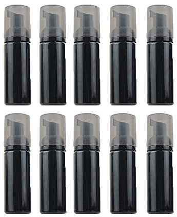 10 botellas dispensadoras de espuma de 50 ml, de plástico vacía, rellenable, dispensador de jabón espumoso para limpieza, champú de viaje, cosméticos (negro)