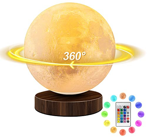 tekstap Mondlampe mit Fernbedienung und Touch-Steuerung, 16 Farben, dimmbar, um 360 ° drehbar, Mondlicht, 15 cm, 3D-Druck, wiederaufladbares Nachtlicht, Geschenke für Kinder/Geburtstag