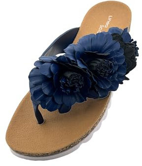 Linea Scarpa Flora - Ciabatte da bagno da donna Flip Dianette con effetto sughero, taglia: 40, colore: Navy