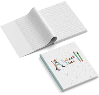 easyprint Notizbuch | Einband bedruckt | Design School Time | 201 x 297 mm | DIN A4 | Hardcover | 128-seitig | Papier 100 g/m² | kariert | Tagebuch | Notizblock | Vokabelheft