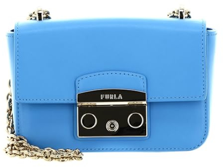 Furla Leder Schultertasche Umhängetasche Metropolis Mini Crossbody Cerulean hellblau