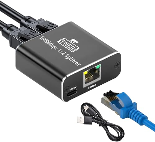 FNBR Switch Ethernet Hub RJ45 Switches et Hubs Réseau Repartiteur Cable Ethernet rj45 1000Mbps RJ45 1 to 2 Network Splitter pour Routeurs, Ordinateurs, décodeurs, téléviseurs numériques, caméras POE