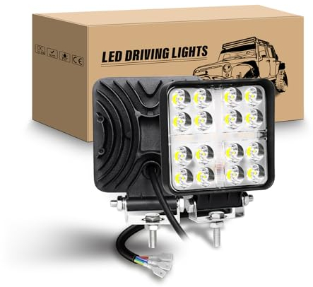 RIGIDON LED Arbeitsscheinwerfer, 2Pcs 4 Zoll 48W Quadrat LED Zusatzscheinwerfer 12V 24V Weißer Bernstein Strahler Offroad Scheinwerfer Rückfahrscheinwerfer für 4x4 Auto traktor LKW Nebelscheinwerfer
