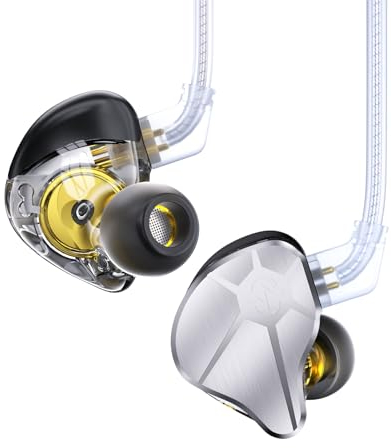 EZ EAR In Ear Monitor CCZ BC04 HiFi Ohrhörer DD & BA Dynamische Treiber Reiche Details Kabel -Ohrhörer IEM Deep Bass mit 2Pin -abnehmbarem Kabel für Telefon -PC -Musikspiele (Silber, kein Mikrofon)