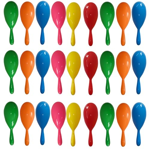 Nereds 24Pcs Neon Maracas Shakers Mexican Fiesta Party Favors Baby Musical Instrument Early Education Instrument Toy for Babies Kids