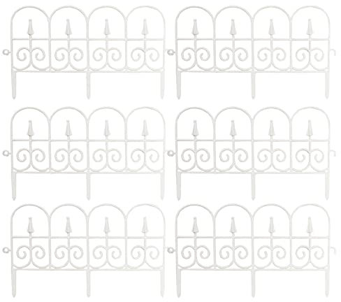 Lattenzaun für den Garten – 6-teiliger abnehmbarer Gartenbaumzaun, flexibler Blumengartenzaun | wetterfeste Spleißzaunelemente, Lattenzaun für den Garten für den Rasen zu Hause, 58 x 34 cm
