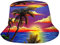 Fischerhut mit tropischer Palme, Sonnenuntergang, modische Sonnenkappe, verstaubar, Outdoor, Hawaii, Fischerhut für Damen und Herren, Palmen-003, One size